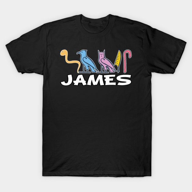 JAMES-American names in hieroglyphic letters-James, name in a Pharaonic Khartouch-Hieroglyphic pharaonic names T-Shirt by egygraphics